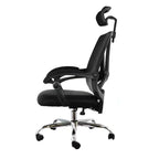 Chaise de bureau Elama Full Back en maille réglable avec appui-tête, noire