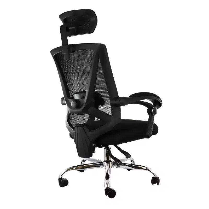 Chaise de bureau Elama Full Back en maille réglable avec appui-tête, noire