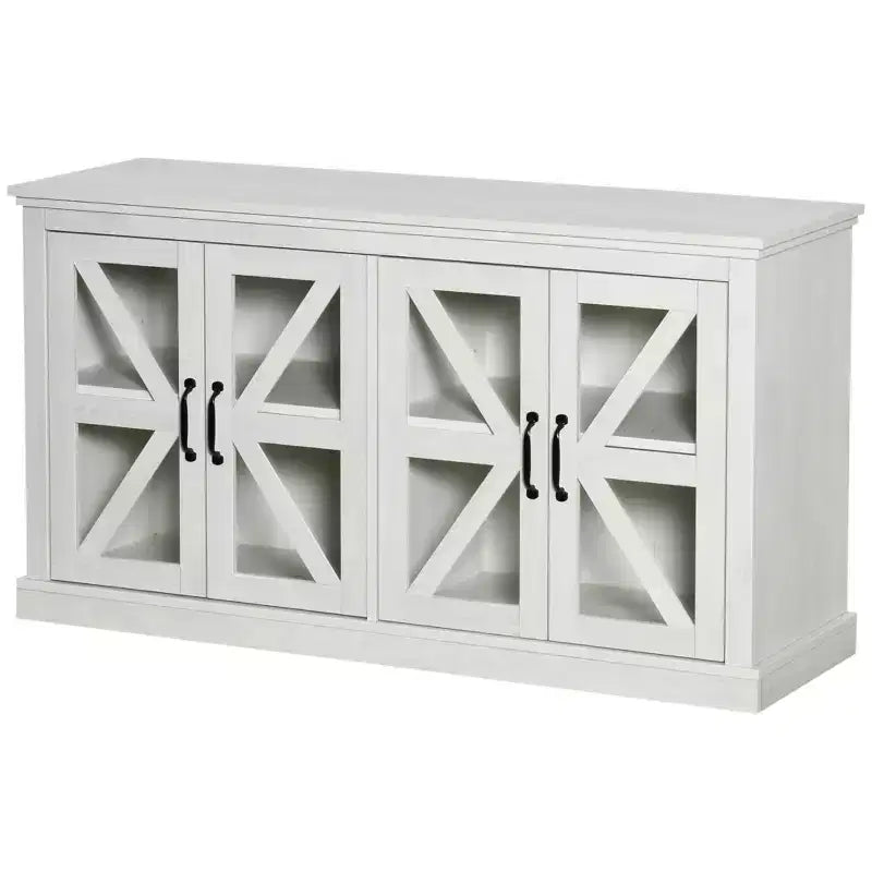 Buffet de cuisine rustique HOMCOM, meuble de rangement avec porte vitrée, meuble TV avec étagère réglable pour salle à manger