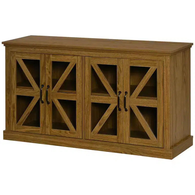 Buffet de cuisine rustique HOMCOM, meuble de rangement avec porte vitrée, meuble TV avec étagère réglable pour salle à manger