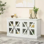Buffet de cuisine rustique HOMCOM, meuble de rangement avec porte vitrée, meuble TV avec étagère réglable pour salle à manger