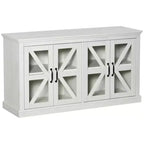 HOMCOM Rustic Kitchen Sideboard, Glass Door Buffet Cabinet, TV Stand with Adjustable Shelf for Dining Room