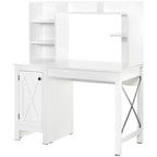 HOMCOM Bureau d'ordinateur de style ferme avec huche et armoire, Bureau de télétravail avec rangement, pour l'étude