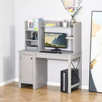 HOMCOM Bureau d'ordinateur de style ferme avec huche et armoire, Bureau de télétravail avec rangement, pour l'étude