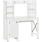 HOMCOM Bureau d'ordinateur de style ferme avec huche et armoire, Bureau de télétravail avec rangement, pour l'étude