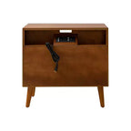 Margery Table d'appoint Moderne Mid-century à 2 Tiroirs avec Prises Intégrées, Gestion des Câbles et Étagère Ouverte | HULALA HOME