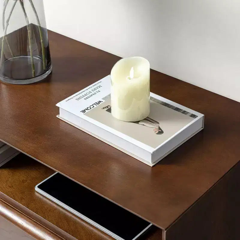 Margery Table d'appoint Moderne Mid-century à 2 Tiroirs avec Prises Intégrées, Gestion des Câbles et Étagère Ouverte | HULALA HOME