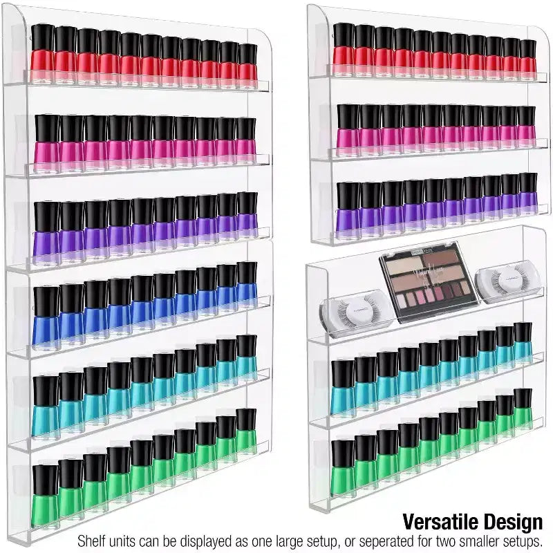 Sorbus Étagère Murale en Acrylique Transparent à 6 Niveaux pour Vernis à Ongles - Organisateur Élégant - Peut Contenir Jusqu'à 90 Bouteilles de Vernis à Ongles