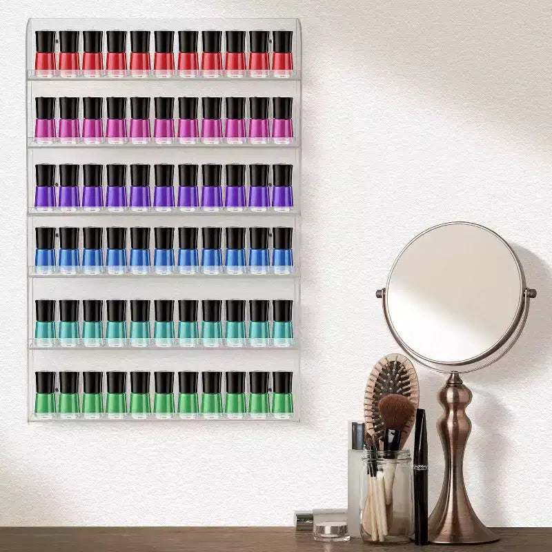 Sorbus Étagère Murale en Acrylique Transparent à 6 Niveaux pour Vernis à Ongles - Organisateur Élégant - Peut Contenir Jusqu'à 90 Bouteilles de Vernis à Ongles