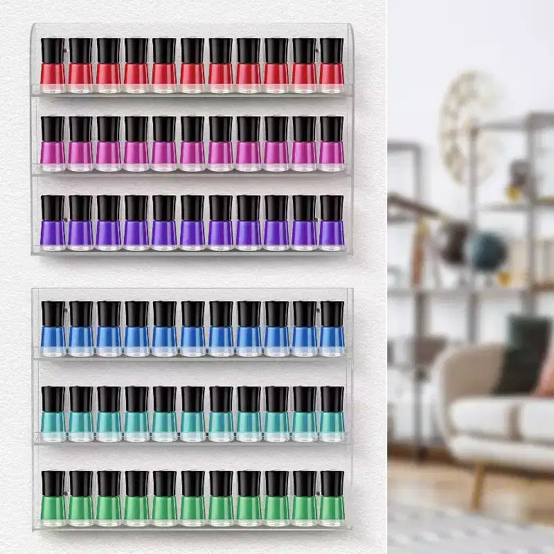 Sorbus Étagère Murale en Acrylique Transparent à 6 Niveaux pour Vernis à Ongles - Organisateur Élégant - Peut Contenir Jusqu'à 90 Bouteilles de Vernis à Ongles