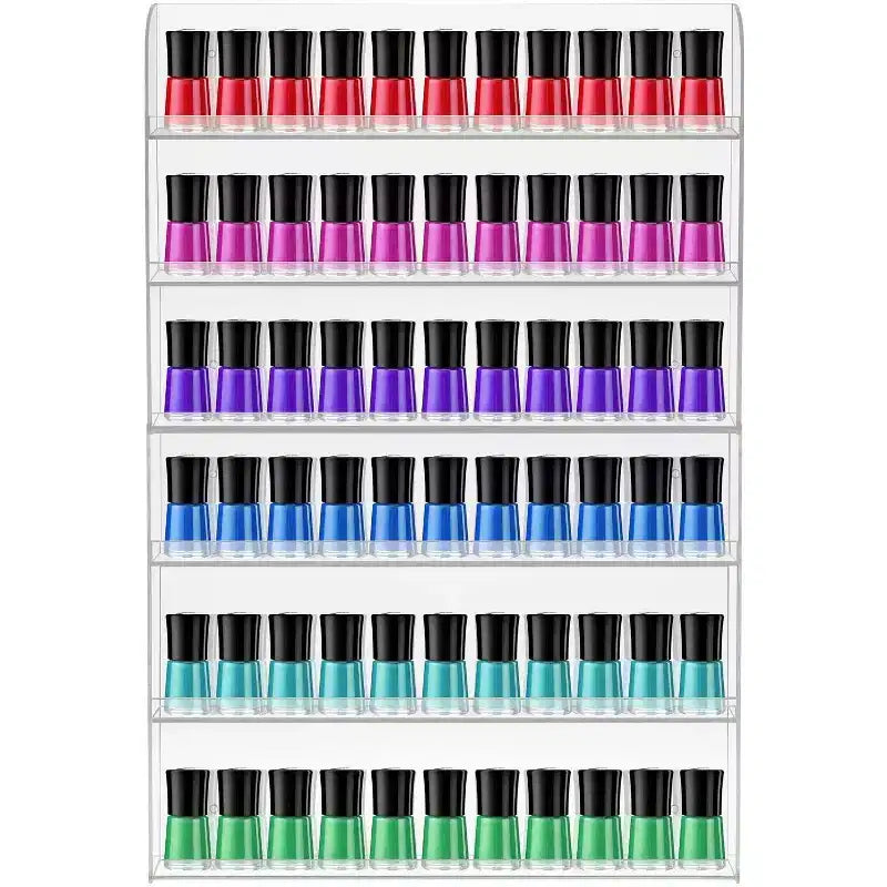 Sorbus Étagère Murale en Acrylique Transparent à 6 Niveaux pour Vernis à Ongles - Organisateur Élégant - Peut Contenir Jusqu'à 90 Bouteilles de Vernis à Ongles