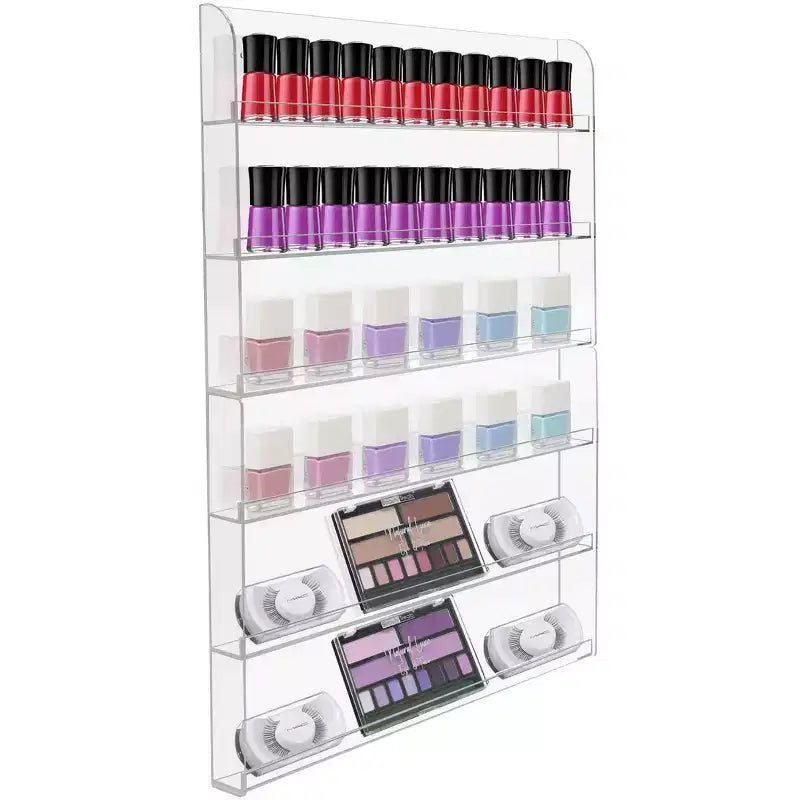 Sorbus Étagère Murale en Acrylique Transparent à 6 Niveaux pour Vernis à Ongles - Organisateur Élégant - Peut Contenir Jusqu'à 90 Bouteilles de Vernis à Ongles