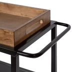 Chariot de bar rectangulaire en métal Kate and Laurel Giles, 28x13x30, marron rustique et noir