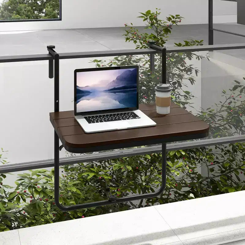 Table pliante suspendue Costway avec hauteur réglable sur 3 niveaux pour balcon
