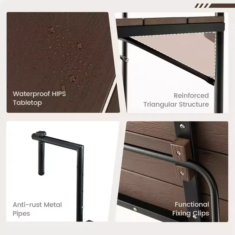 Table pliante suspendue Costway avec hauteur réglable sur 3 niveaux pour balcon