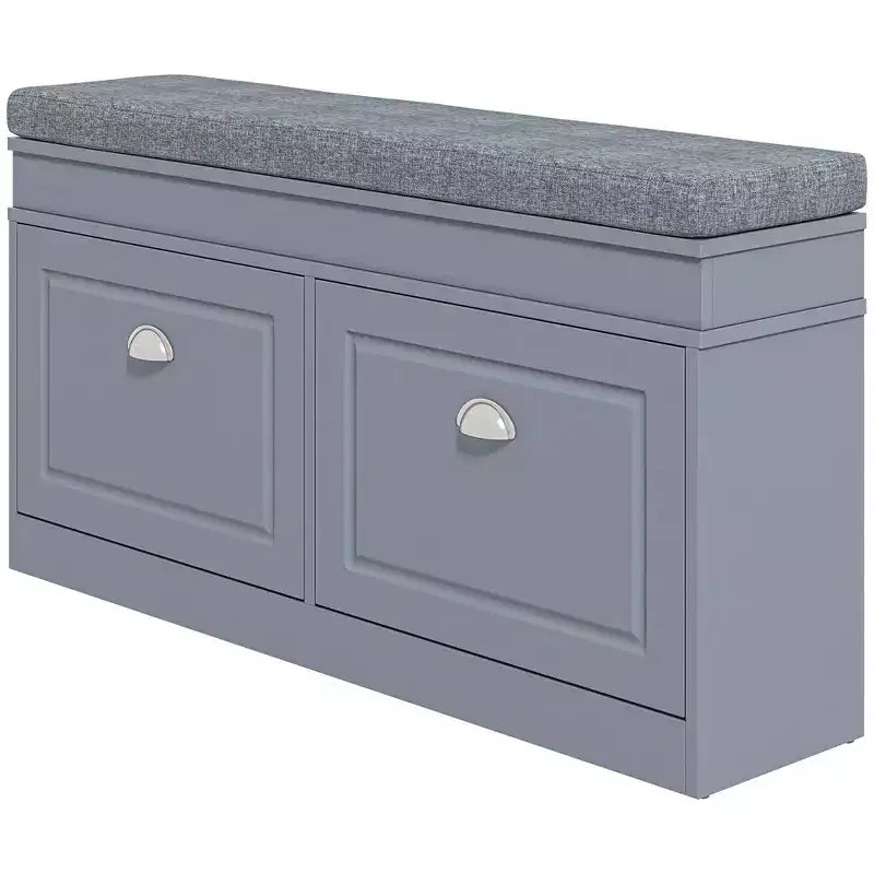 HOMCOM Banc à chaussures moderne pour entrée, organiseur de rangement avec coussin, 2 tiroirs, étagère réglable, contient 8 paires