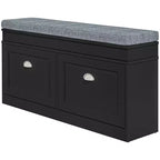 HOMCOM Banc à chaussures moderne pour entrée, organiseur de rangement avec coussin, 2 tiroirs, étagère réglable, contient 8 paires
