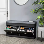 HOMCOM Banc à chaussures moderne pour entrée, organiseur de rangement avec coussin, 2 tiroirs, étagère réglable, contient 8 paires