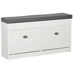 HOMCOM Banc à chaussures moderne pour entrée, organiseur de rangement avec coussin, 2 tiroirs, étagère réglable, contient 8 paires