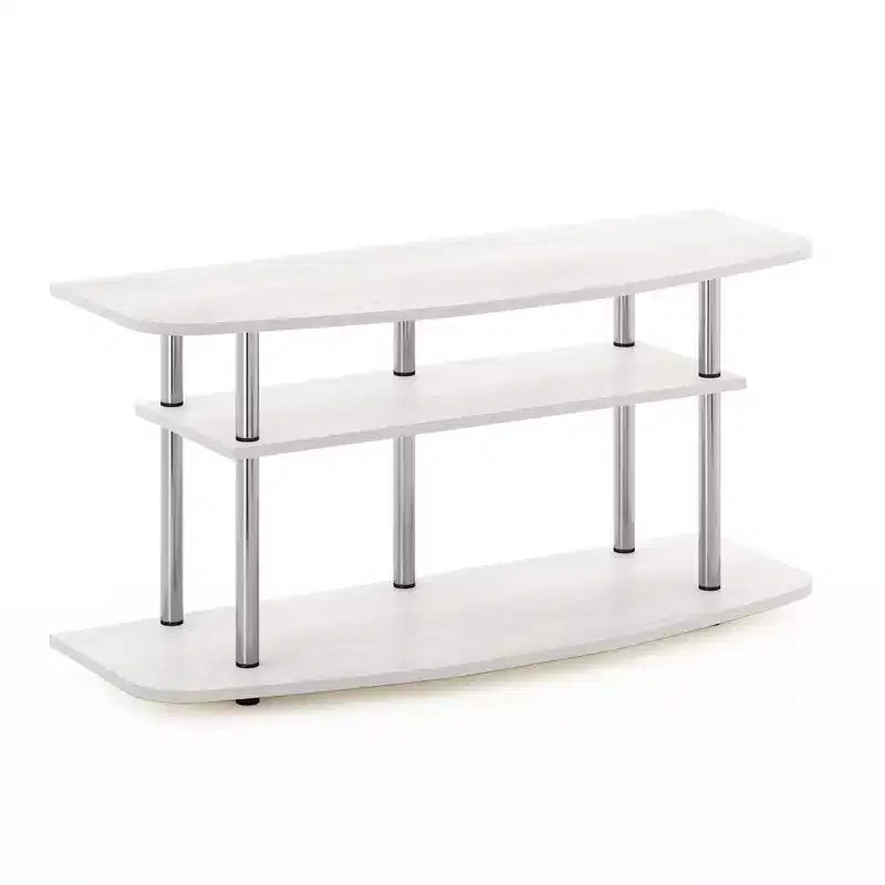 Furinno 3-Tier No Tools TV Stand Entertainment Center Hold up to 46 TV White Oak