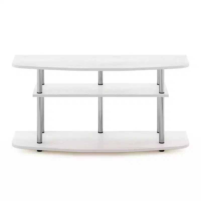 Furinno Meuble TV 3 niveaux sans outils, meuble de divertissement pouvant accueillir un téléviseur de 46 pouces, chêne blanc
