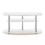 Furinno Meuble TV 3 niveaux sans outils, meuble de divertissement pouvant accueillir un téléviseur de 46 pouces, chêne blanc