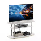 Furinno Meuble TV 3 niveaux sans outils, meuble de divertissement pouvant accueillir un téléviseur de 46 pouces, chêne blanc