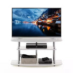 Furinno Meuble TV 3 niveaux sans outils, meuble de divertissement pouvant accueillir un téléviseur de 46 pouces, chêne blanc