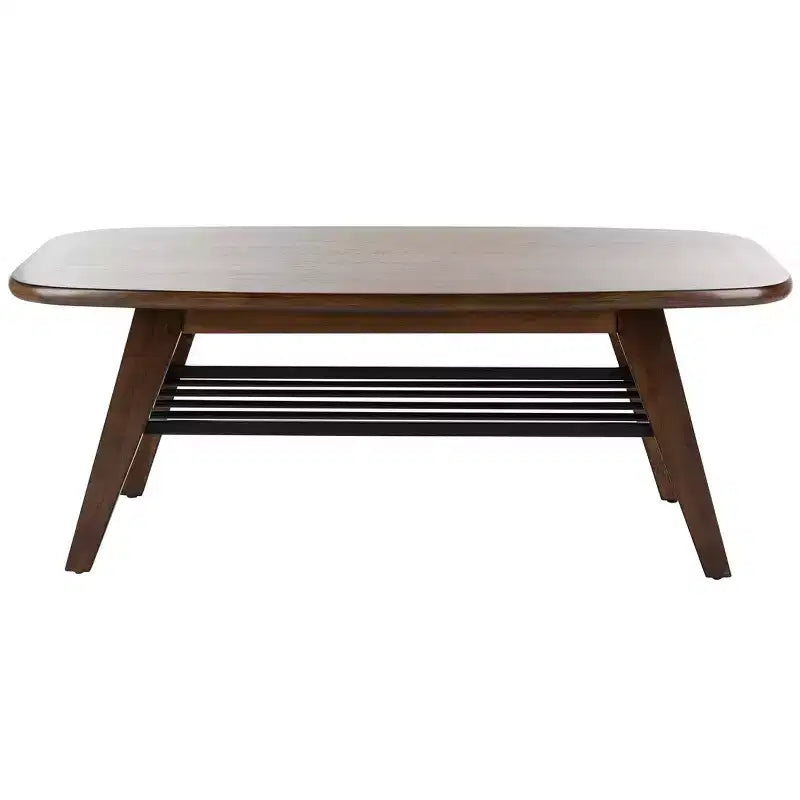 Oren 2 Tier Coffee Table - Walnut/Black Metal - Safavieh
