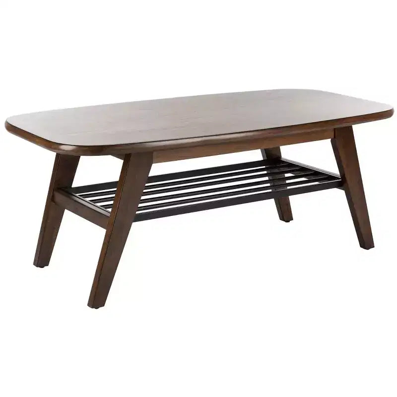 Table basse à 2 niveaux Oren - Noyer/Métal noir - Safavieh