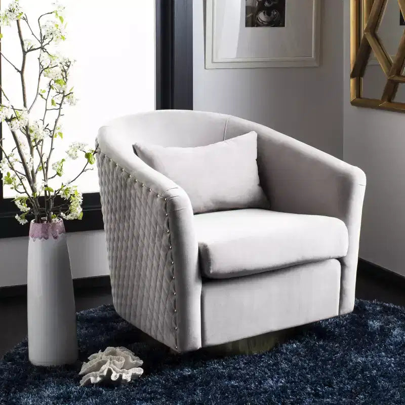 Fauteuil baquet pivotant matelassé Clara - SFV4702 - Safavieh Couture