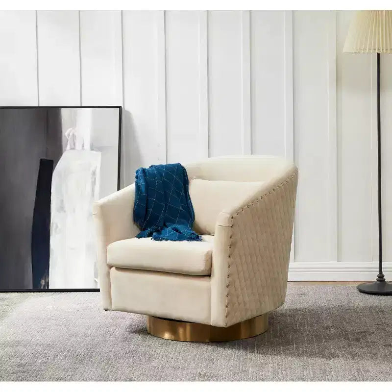 Fauteuil baquet pivotant matelassé Clara - SFV4702 - Safavieh Couture
