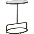 Uttermost Glam Luxury Iron Oval Accent Table 18 x 12 Antique Gold Honed White Marble Tabletop for Living Room Bedroom Entryway