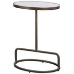 Table d'appoint ovale Uttermost Glam Luxury en fer, 18 x 12, doré antique, plateau en marbre blanc adouci pour salon, chambre, entrée