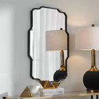 Miroir mural décoratif rectangulaire Uttermost, Angles vifs modernes, Courbes douces, Cadre en fer noir mat 24 de large pour salle de bain