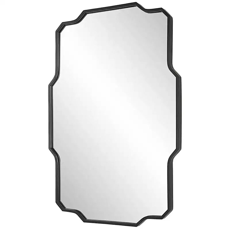Miroir mural décoratif rectangulaire Uttermost, Angles vifs modernes, Courbes douces, Cadre en fer noir mat 24 de large pour salle de bain