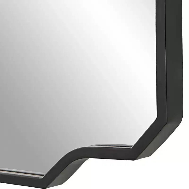 Miroir mural décoratif rectangulaire Uttermost, Angles vifs modernes, Courbes douces, Cadre en fer noir mat 24 de large pour salle de bain