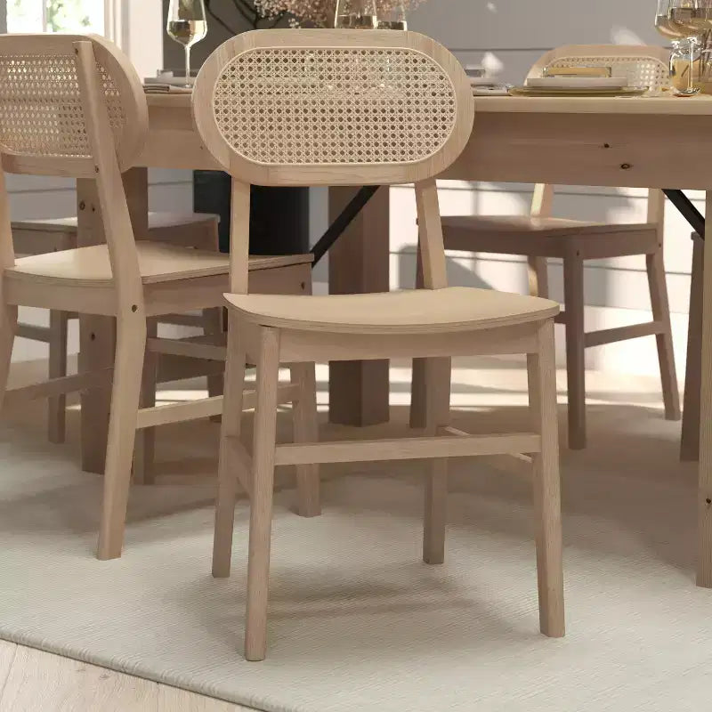 Lot de 2 chaises de salle à manger Merrick Lane en rotin avec structure en bois massif