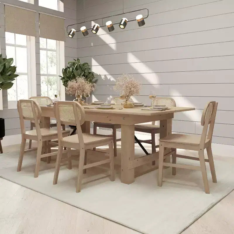 Lot de 2 chaises de salle à manger Merrick Lane en rotin avec structure en bois massif