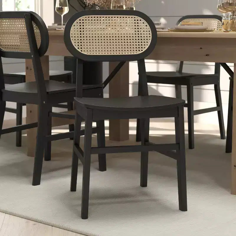Lot de 2 chaises de salle à manger Merrick Lane en rotin avec structure en bois massif