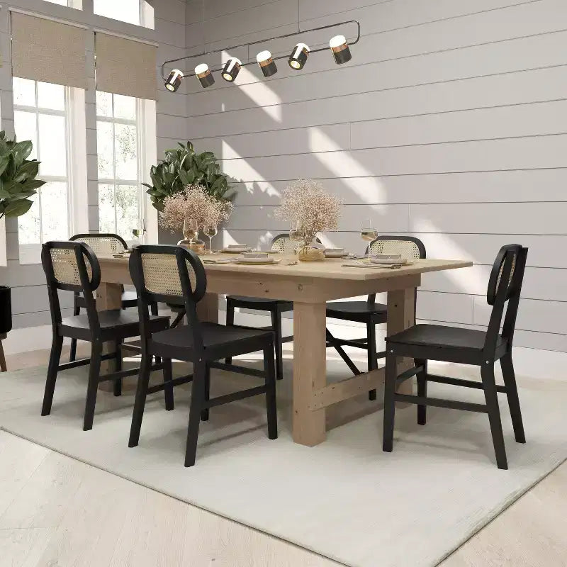 Lot de 2 chaises de salle à manger Merrick Lane en rotin avec structure en bois massif