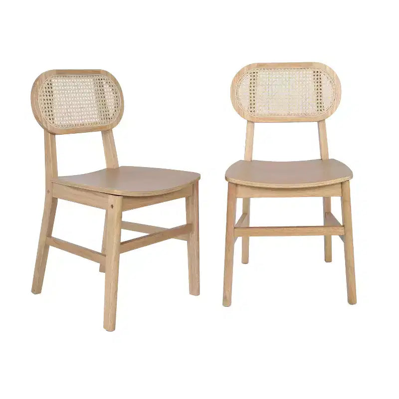 Lot de 2 chaises de salle à manger Merrick Lane en rotin avec structure en bois massif