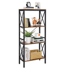 VASAGLE Étagère Échelle Murale à 4 Niveaux Meuble de Rangement Bibliothèque Étagère de Cuisine pour Bureau Salon Marron Rustique et Noir