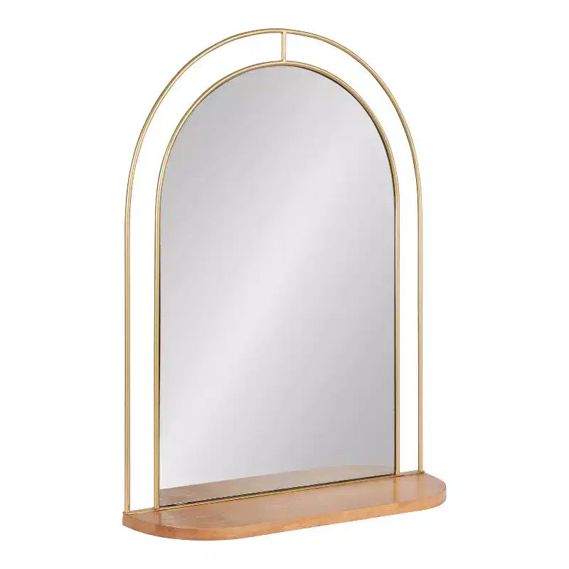 Kate and Laurel Reverie Framed Wall Mirror with Shelf, 23x30, Natural