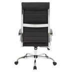 Chaise de bureau LeisureMod Benmar en cuir côtelé à dossier haut - Chaise de bureau exécutive moderne pivotante et inclinable - Base chromée