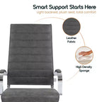 Chaise de bureau LeisureMod Benmar en cuir côtelé à dossier haut - Chaise de bureau exécutive moderne pivotante et inclinable - Base chromée