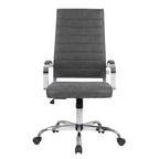 Chaise de bureau LeisureMod Benmar en cuir côtelé à dossier haut - Chaise de bureau exécutive moderne pivotante et inclinable - Base chromée