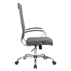Chaise de bureau LeisureMod Benmar en cuir côtelé à dossier haut - Chaise de bureau exécutive moderne pivotante et inclinable - Base chromée