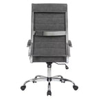 Chaise de bureau LeisureMod Benmar en cuir côtelé à dossier haut - Chaise de bureau exécutive moderne pivotante et inclinable - Base chromée