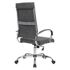 Chaise de bureau LeisureMod Benmar en cuir côtelé à dossier haut - Chaise de bureau exécutive moderne pivotante et inclinable - Base chromée